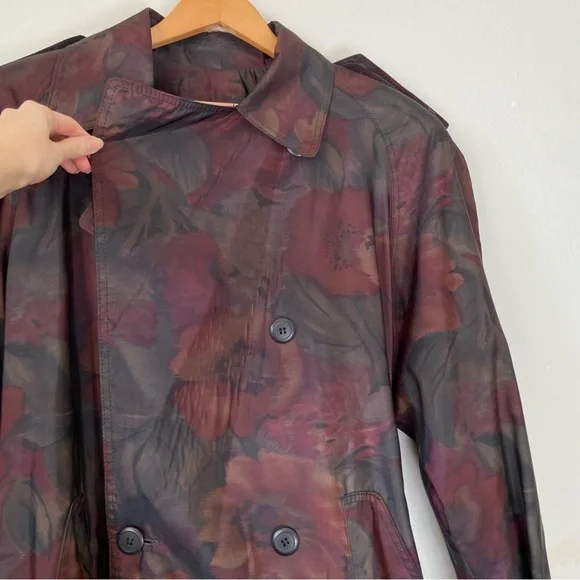 Vintage Dark Floral Trench Coat - Picture 5 of 16